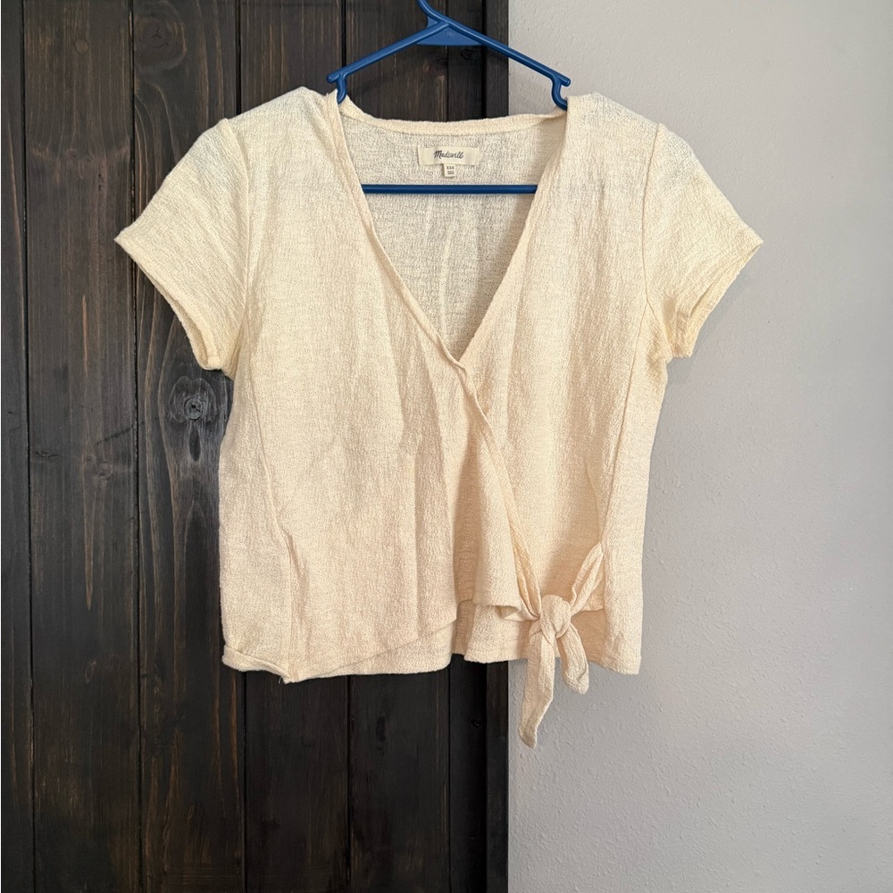 Madewell Beige Tie-Front Crop Top